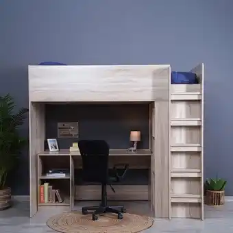 Decasta kids loft bed with desk & storage 90x200 cm