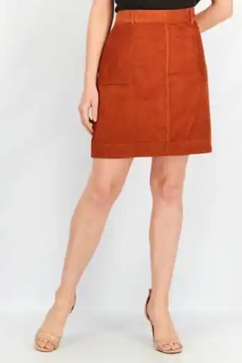 Brands For Less Women corduroy textured mini skirt, rust brown offer