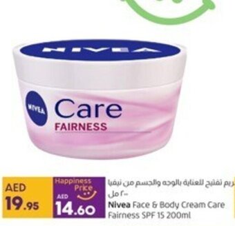 Lulu Hypermarket Nivea Face & Body Cream Care Fairness SPF 15 200ml offer