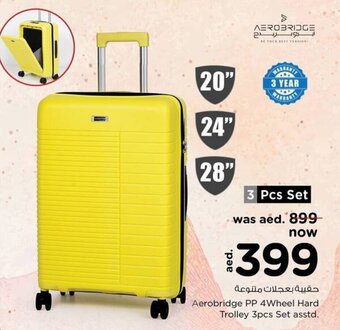 Nesto Aerobridge PP 4Wheel Hard Trolley 3pcs Set asstd. offer