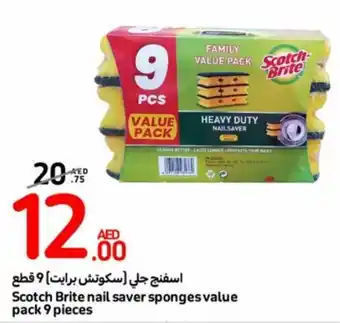 Carrefour Scotch Brite nail saver sponges value pack 9 pieces offer