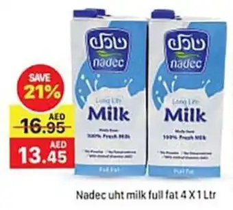 Al Madina Hypermarket Nadec uht milk full fat 4 X 1 Ltr offer