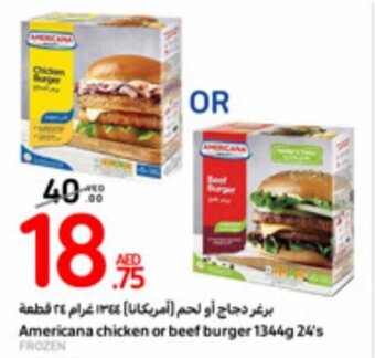 Carrefour Americana chicken or beef burger 1344g 24's offer