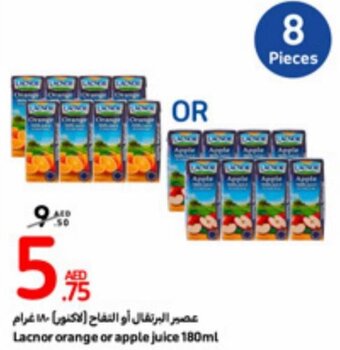 Carrefour Lacnor orange or apple juice 180ml offer