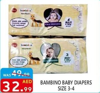United Hypermarket BAMBINO BABY DIAPERS SIZE 3-4 offer