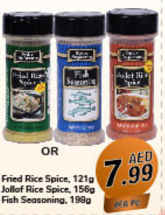 Day To Day Fried Rice Spice, 121g Jollof Rice Spice, 156g Fish Seasoning, 198g offer