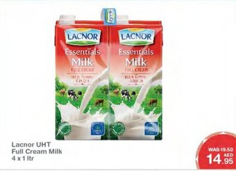 Choithrams Lacnor UHT Full Cream Milk 4 x 1 ltr offer