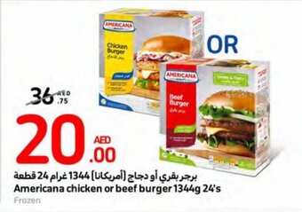 Carrefour Americana chicken or beef burger 1344g 24's offer