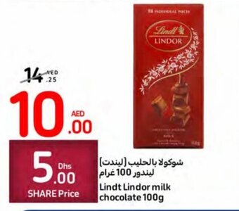 Carrefour Lindt Lindor milk chocolate 100g offer