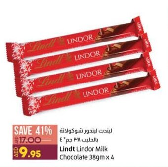 Lulu Hypermarket Lindt Lindor Milk Chocolate 38gm x 4 offer