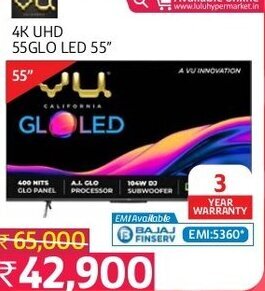 Lulu Hypermarket VU 4K UHD 55GLO LED 55" offer