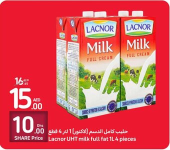 Carrefour Lacnor UHT milk full fat 1L offer