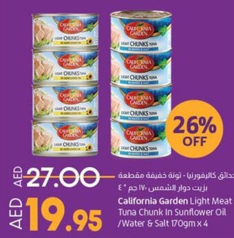 Lulu Hypermarket California Garden Light Meat Tuna Chunk In Sunflower Oil /Water & Salt 170gm x 4 offer