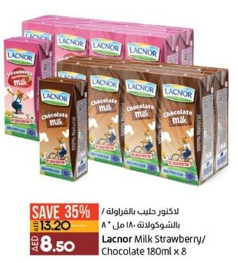 Lulu Hypermarket Lacnor Milk Strawberry/ Chocolate 180ml x 8 offer