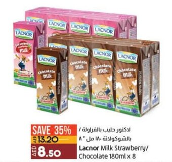 Lulu Hypermarket Lacnor Milk Strawberry/ Chocolate 180ml x 8 offer