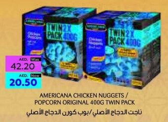 Al Ain Co-op AMERICANA CHICKEN NUGGETS / POPCORN ORIGINAL 400G TWIN PACK offer