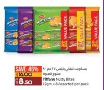 Lulu Hypermarket Tiffany Nutty Bites 72gm x 8 Assorted per pack offer