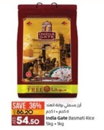 Lulu Hypermarket India Gate Basmati Rice 5kg + 1 kg offer