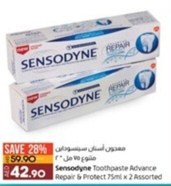 Lulu Hypermarket Sensodyne Toothpaste Advance Repair & Protect 75ml x 2 Assorted offer