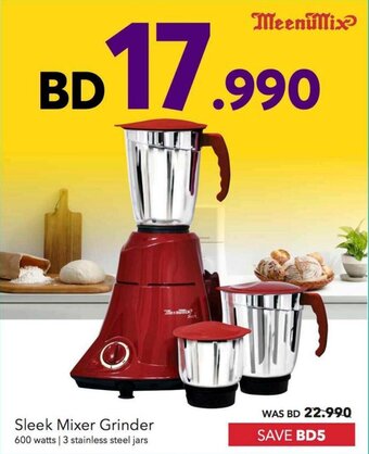 Sharaf DG Sleek Mixer Grinder 600 watts 3 stainless steel jars offer