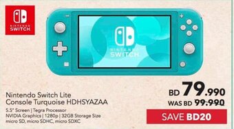 Sharaf DG Nintendo Switch Lite Console Turquoise HDHSYAZAA offer