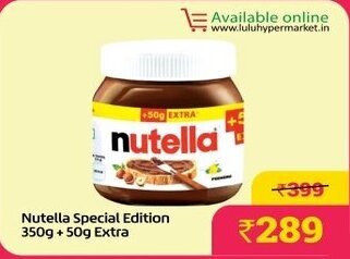 Lulu Hypermarket Nutella Special Edition 350g + 50g Extra offer