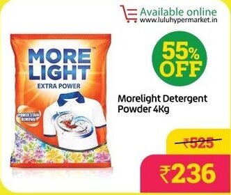 Lulu Hypermarket Morelight Detergent Powder 4Kg offer