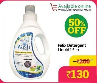 Lulu Hypermarket Felix Detergent Liquid 1.5Ltr offer