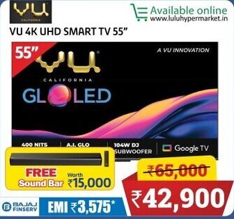 Lulu Hypermarket VU 4K UHD SMART TV 55" offer