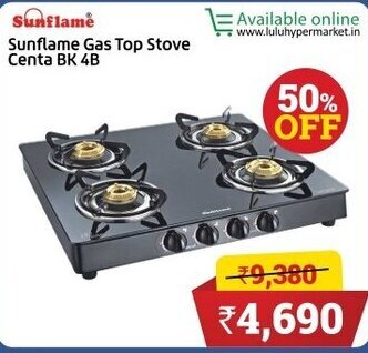 Lulu Hypermarket Sunflame Sunflame Gas Top Stove Centa BK 4B offer