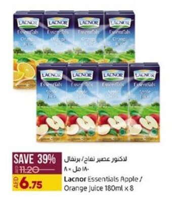 Lulu Hypermarket Lacnor Essentials Apple / Orange Juice 180ml x 8 offer