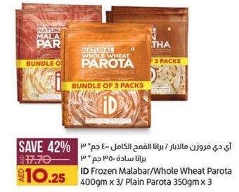 Lulu Hypermarket ID Frozen Malabar/ Whole Wheat Parota 400gm x 3 / Plain Parota 350gm x 3 offer