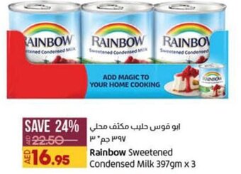 Lulu Hypermarket Rainbow Sweetened Condensed Milk 3979m x 3 offer