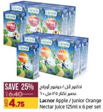 Lulu Hypermarket Lacnor Apple /Junior Orange Nectar Juice 125ml x 6 per set offer