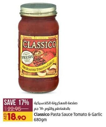 Lulu Hypermarket Classico Pasta Sauce Tomato & Garlic 680gm offer