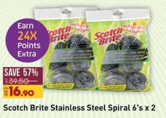 Lulu Hypermarket Scotch Brite Stainless Steel Spiral 6's x 2 offer