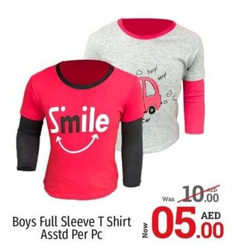 Kenz Hypermarket Boys Full Sleeve T Shirt Asstd Per Pc offer