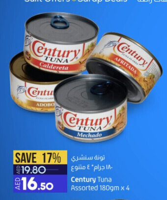 Lulu Hypermarket Century Tuna Assorted 180gm x 4 offer