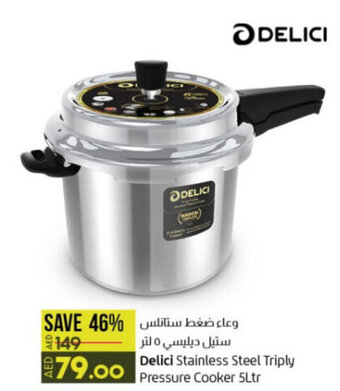 Lulu Hypermarket Delici Stainless Steel Triply Pressure Cooker 5Ltr offer
