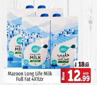 Kenz Hypermarket Mazoon Long Life Milk Full Fat 4X1Ltr offer