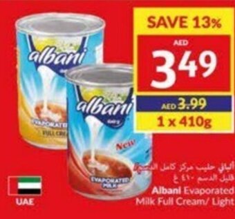 Viva Albani Evaporated Milk Full Cream/ Light 410g offer