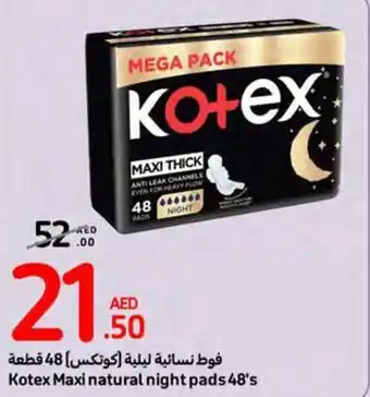 Carrefour Kotex Maxi natural night pads 48's offer