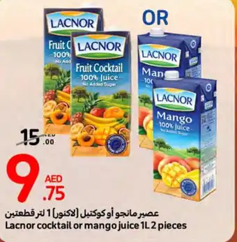 Carrefour Lacnor cocktail or mango juice 1L 2 pieces offer