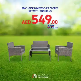 Carrefour MYCHOICE LOVE WICKER COFFEE SET WITH CUSHIONS offer