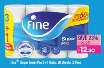 E City Fine® Super Towel Pro 3+1 Rolls, 60 Sheets, 3 Plies offer