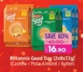 Lulu Hypermarket Britannia Good Day (2x8x72g) (Cashew / Pista-Almond / Butter) offer