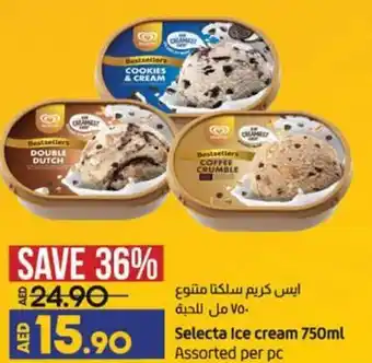 Lulu Hypermarket Selecta Ice cream 750ml Assorted per pc offer