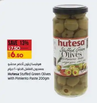 Lulu Hypermarket Hutesa Stuffed Green Olives with Pimiento Paste 200gm offer