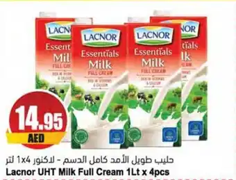 Almaya supermarket Lacnor UHT Milk Full Cream 1Lt x 4pcs offer
