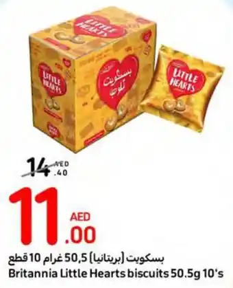 Carrefour Britannia Little Hearts biscuits 50.5g 10's offer